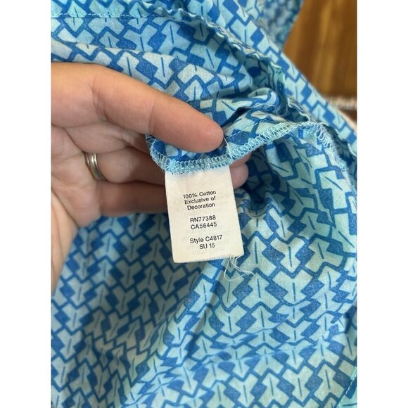 J Crew Blue Aztec Neon Orange Embroidered Tassel Sleeveless Top Sz 0 Boho - Picture 9 of 10